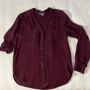 Vince Silk Blouse Top Maroon/Burgundy/Merlot